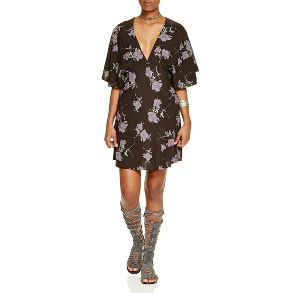 New! FREE PEOPLE Floral Print Mini Dress Gorgeous! - Picture 3 of 5